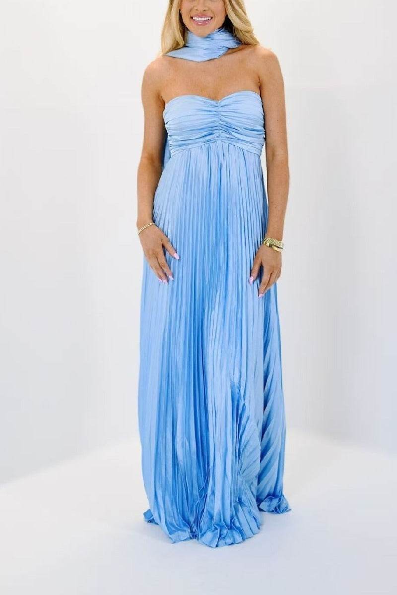 Wren | Pleated A-Line Maxi Evening Dress