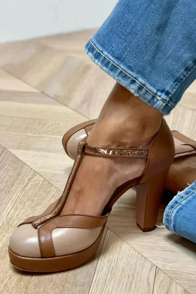 Wisteria | Two-Tone T-Strap Heels