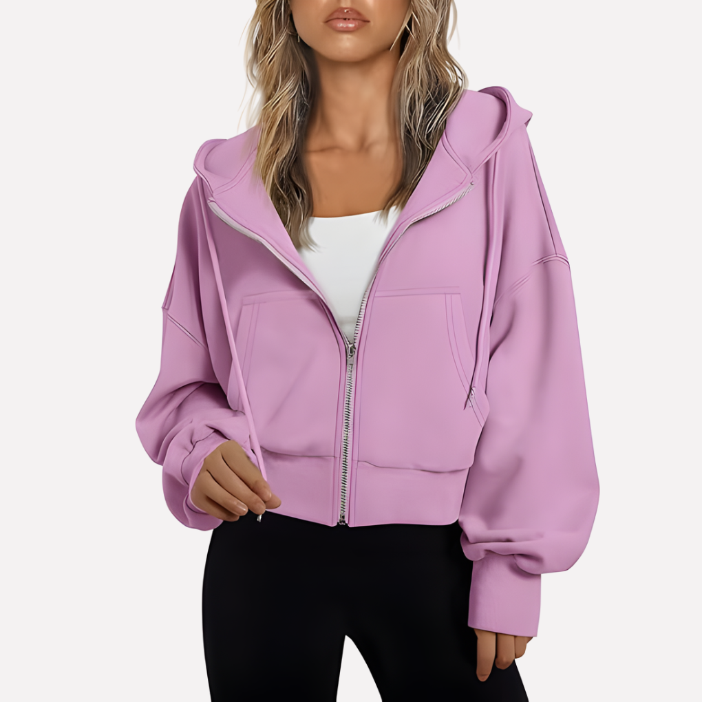 Lienna | Zip Hoodie Relaxed Fit Cropped Drawstring Jacket