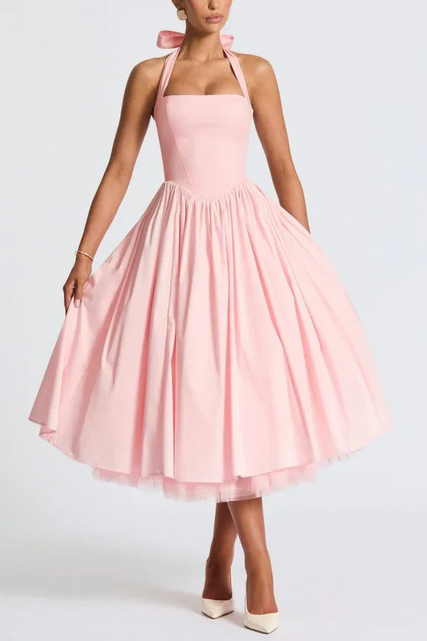 Faustine | Satin A-Line Midi Evening Dress