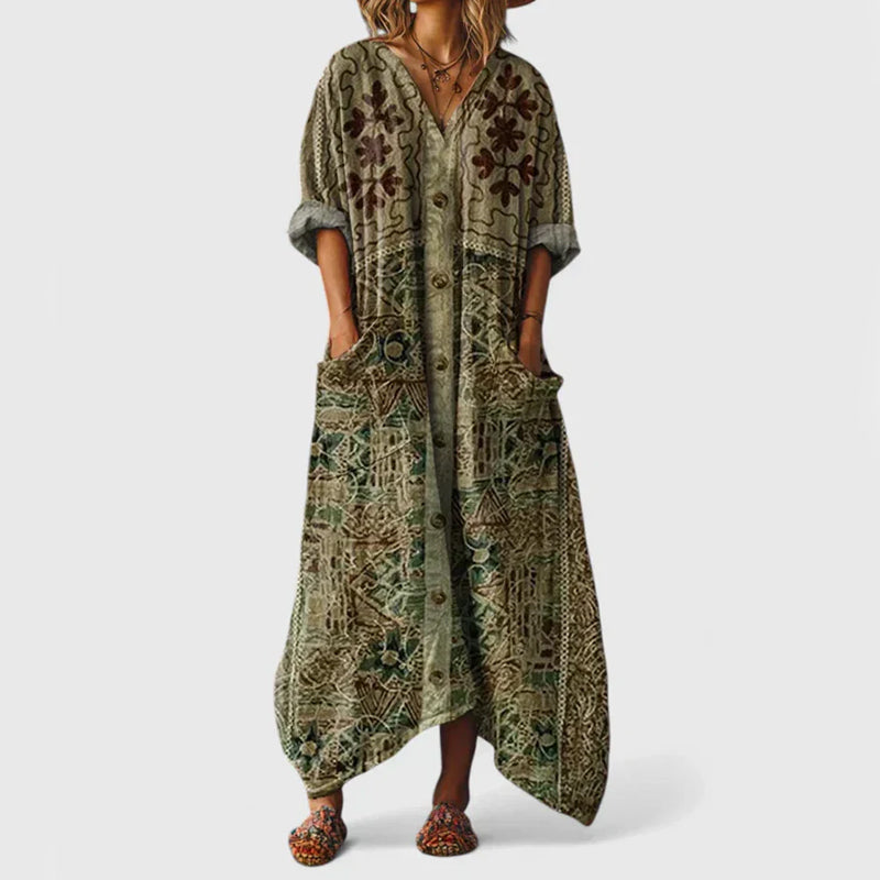 Ashlynn | Oversized Boho Print Maxi Dress with Pockets