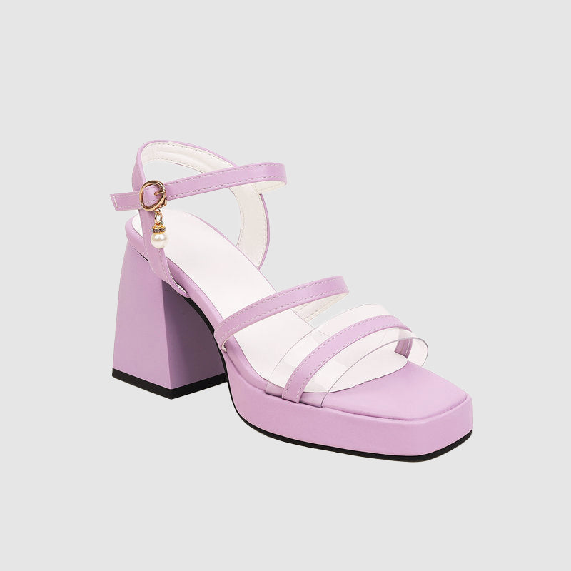 Avalyn | Clear Strap Platform Block Heels