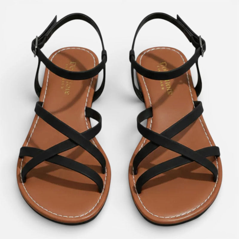 Faythe | Flat Sandals with Cross Strap