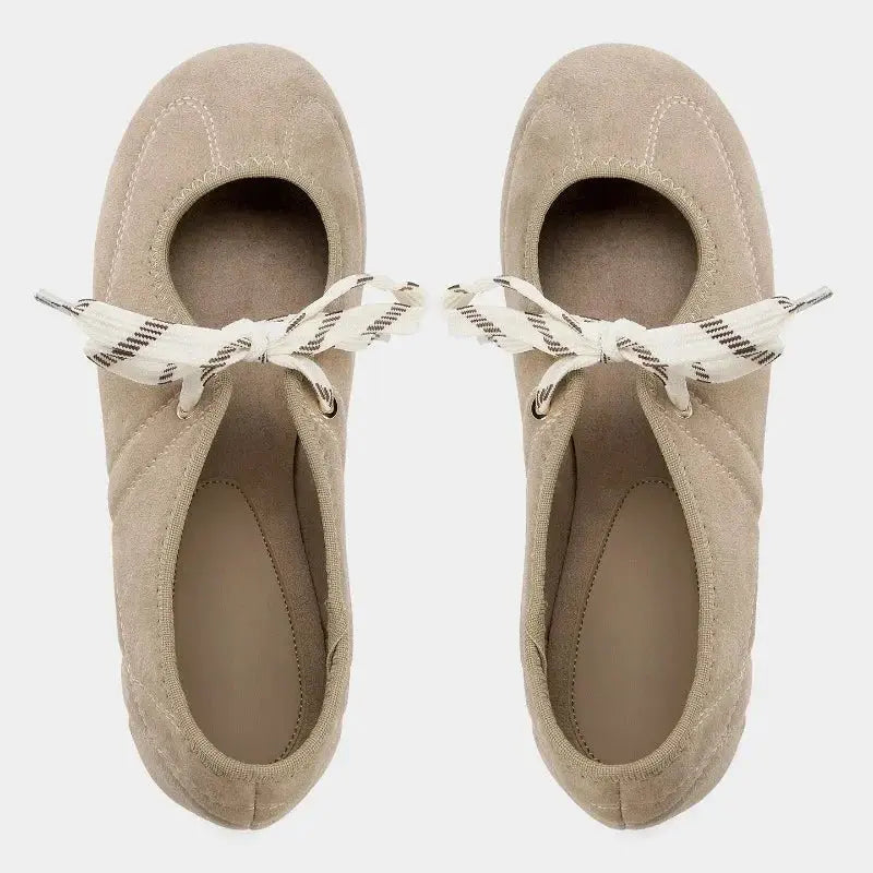 Meraud | Lace-Up Suede Ballet Flats