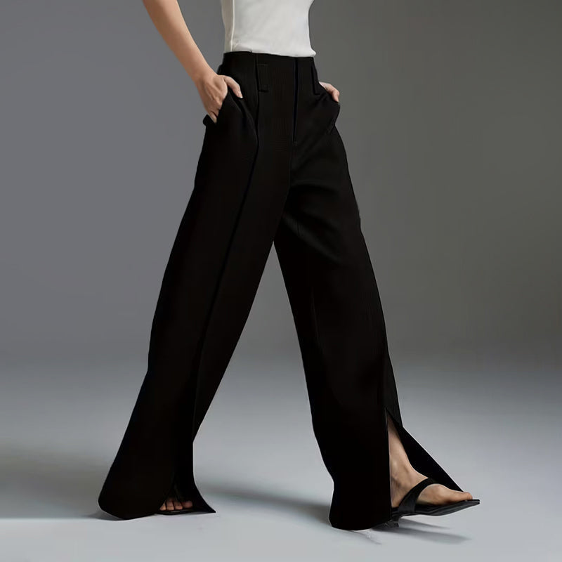Addison | Tailored Wide Leg Pants with Front Slit