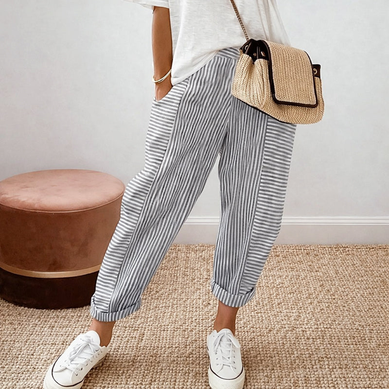 Meara | Relaxed Fit Striped Casual Pants