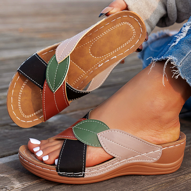 Olina | Open Toe Flat Slide Sandals