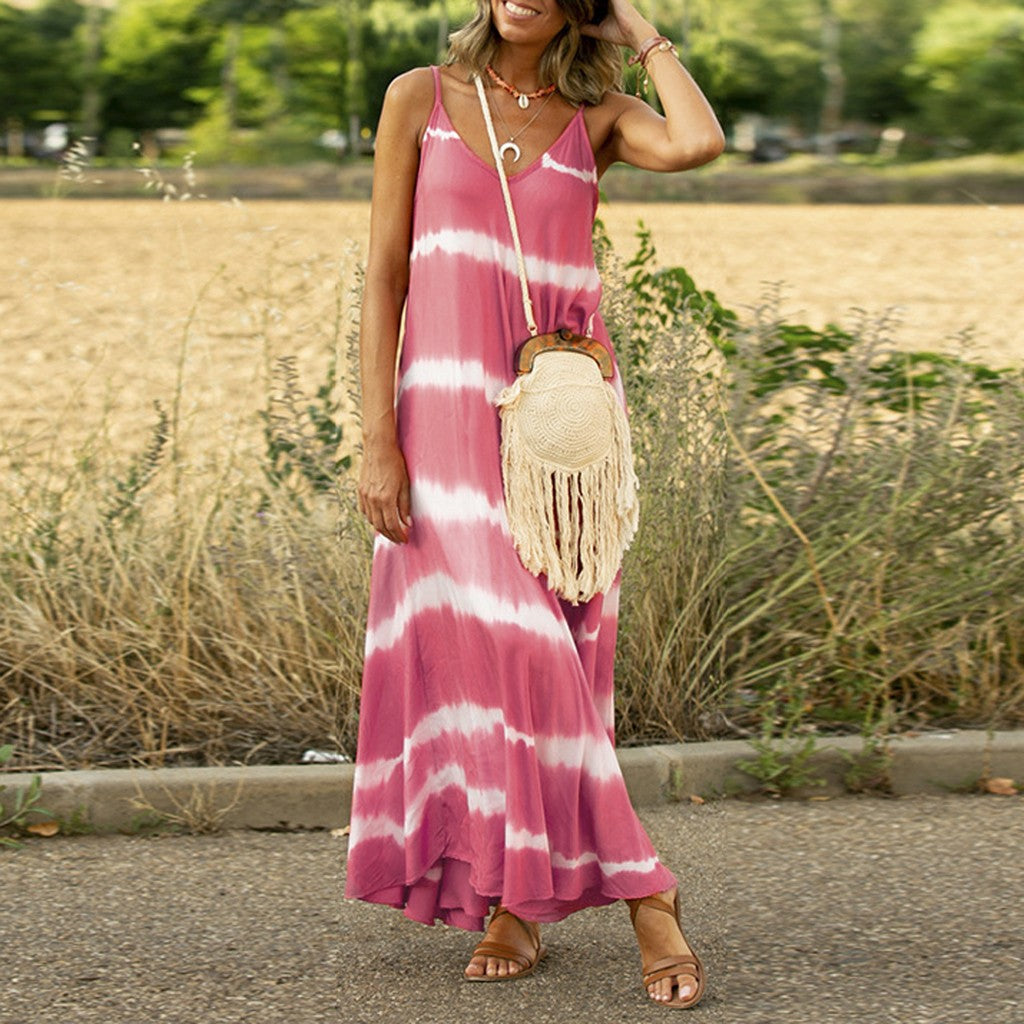 Florianne | Tie-Dye Maxi Sundress with Spaghetti Straps and V Neck