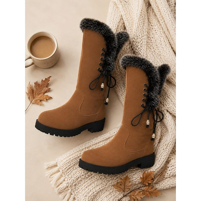 Calandra | Women's Fur-Trimmed Knee-High Winter Boots