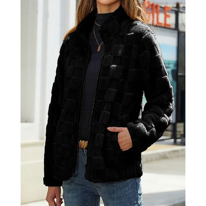 Annika | Women's Textured Stand-Collar Zip Coat