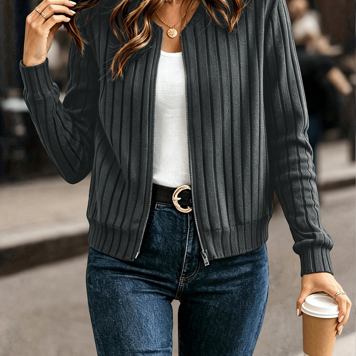 Blair | Women's Ribbed Zip-Front Jacket for Winter