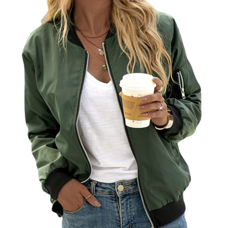 Zephyria | Bomber Jacket with Ribbed Cuffs and Zip Front