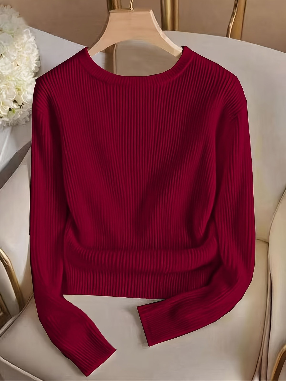 Marvela | Women's Ribbed Button-Cuff Sweater