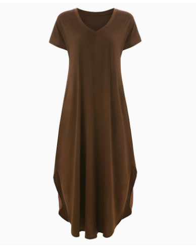 Ianira | Summer Maxi Dress with Short Sleeves and V Neck