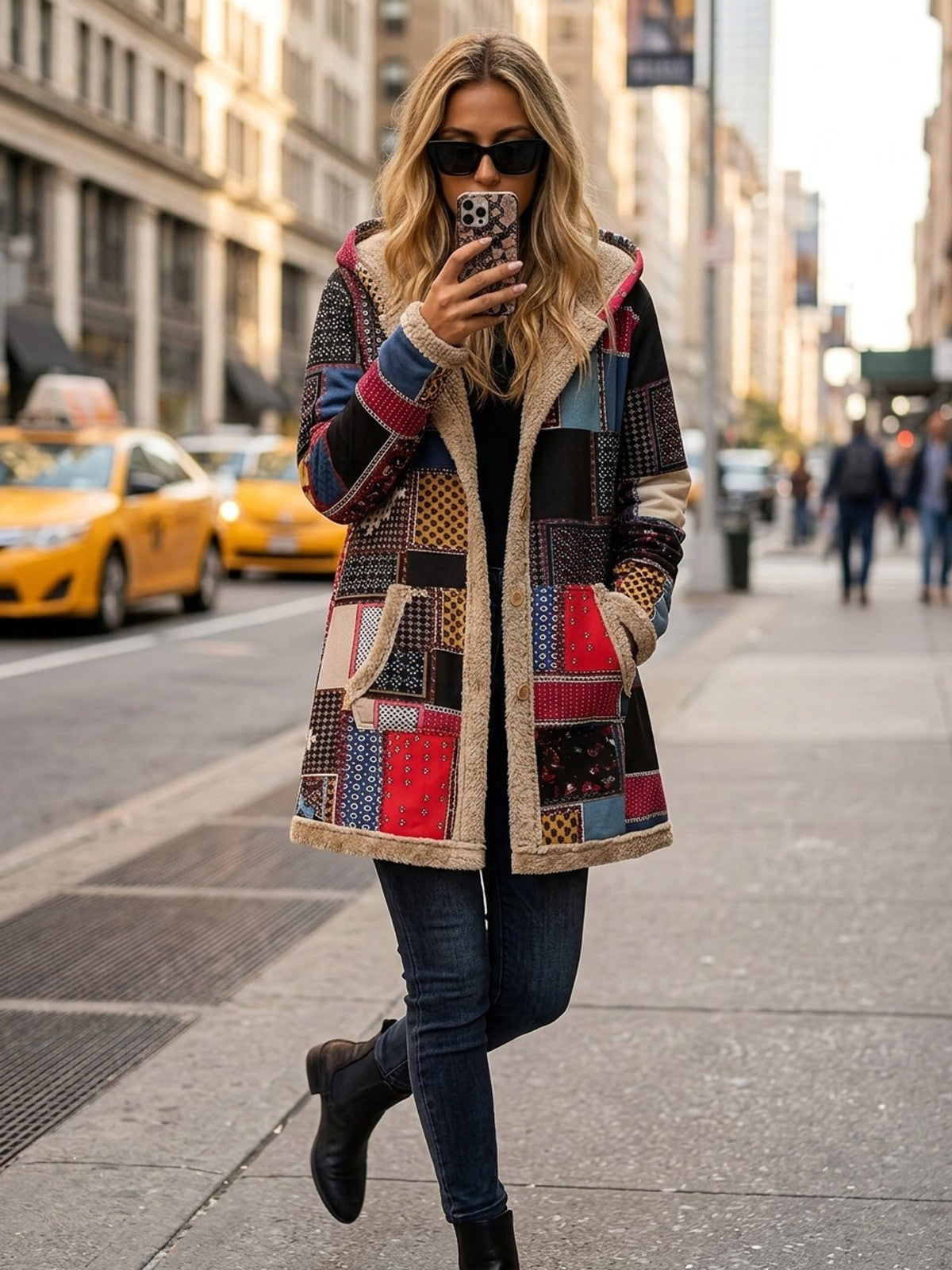 Iris | Women's Patchwork Hooded Jacket for Winter