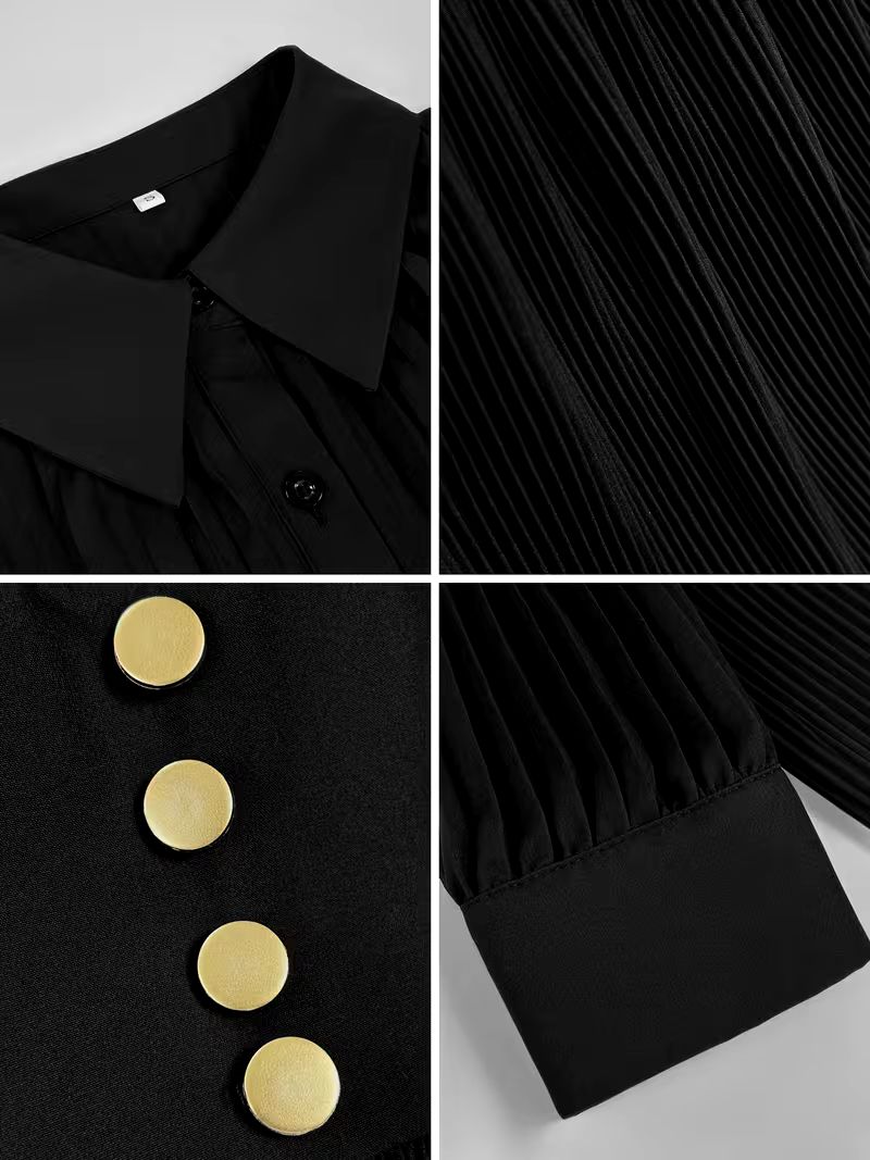 Shailene | Dressy Maxi Dress with Pleated Skirt and Lapel Collar