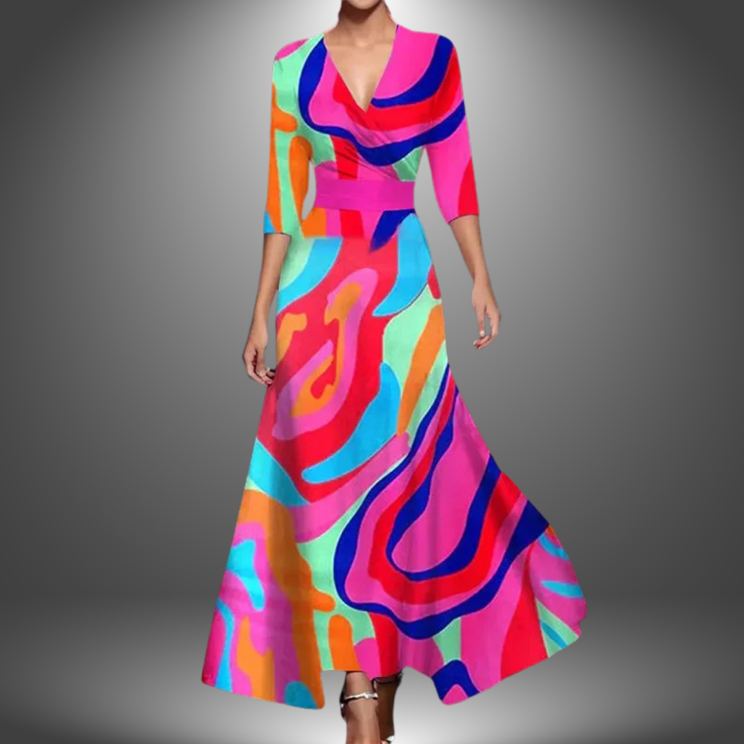 Leora | Flattering V-Neck Boho Maxi Dress