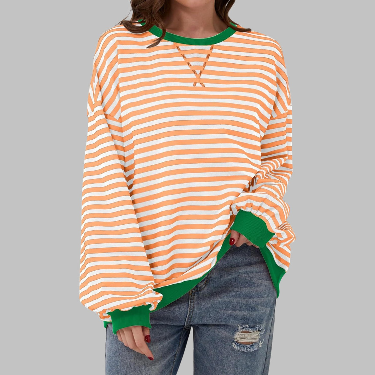 Margaret | Women's Casual Long Sleeve Striped Sweatshirt