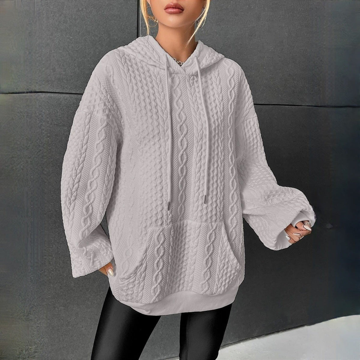 Marisela | Women's Stylish Cable Knit Hoodie photo