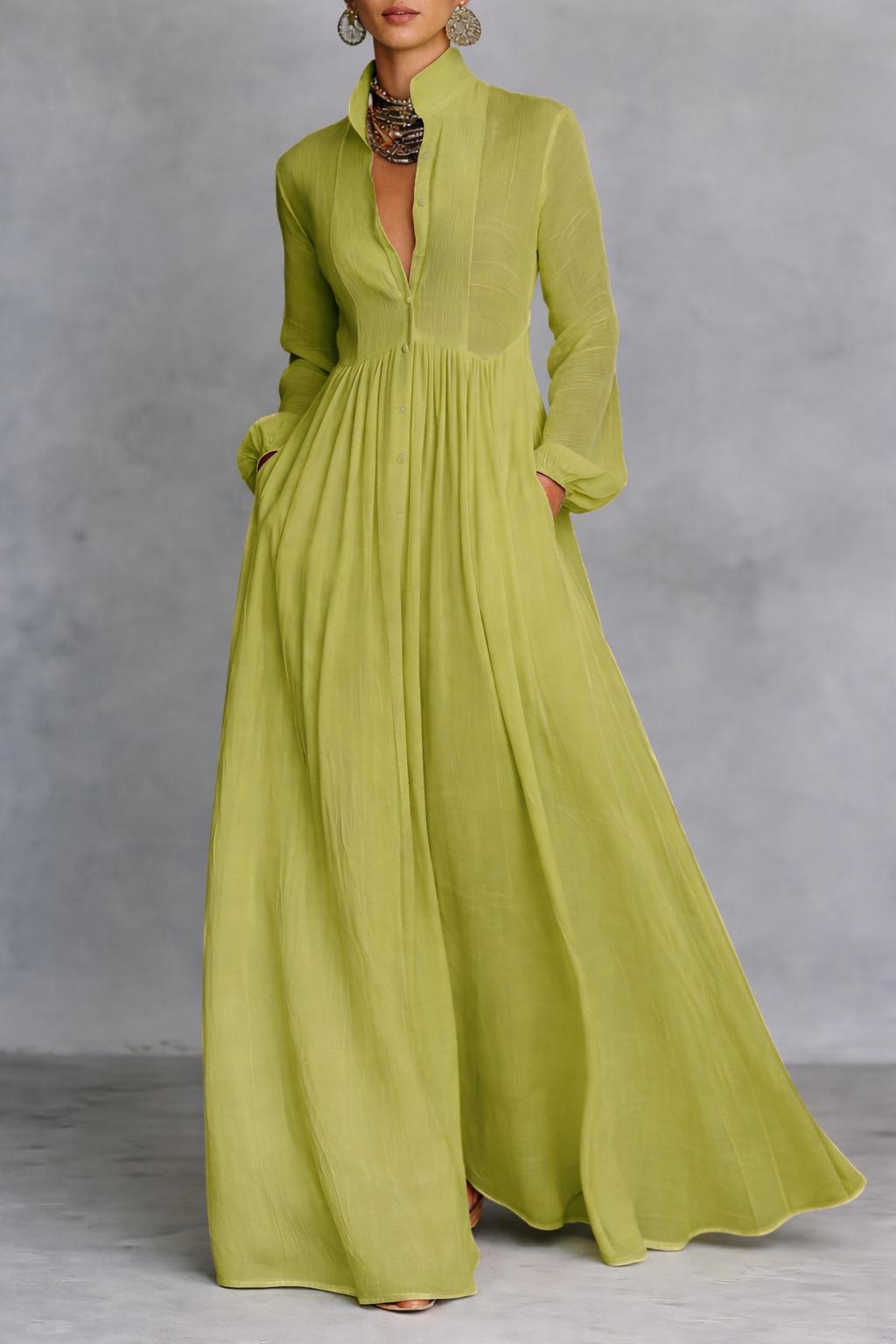 Jessalynn | Shirt Maxi Dress with Long Sleeves and Button Front