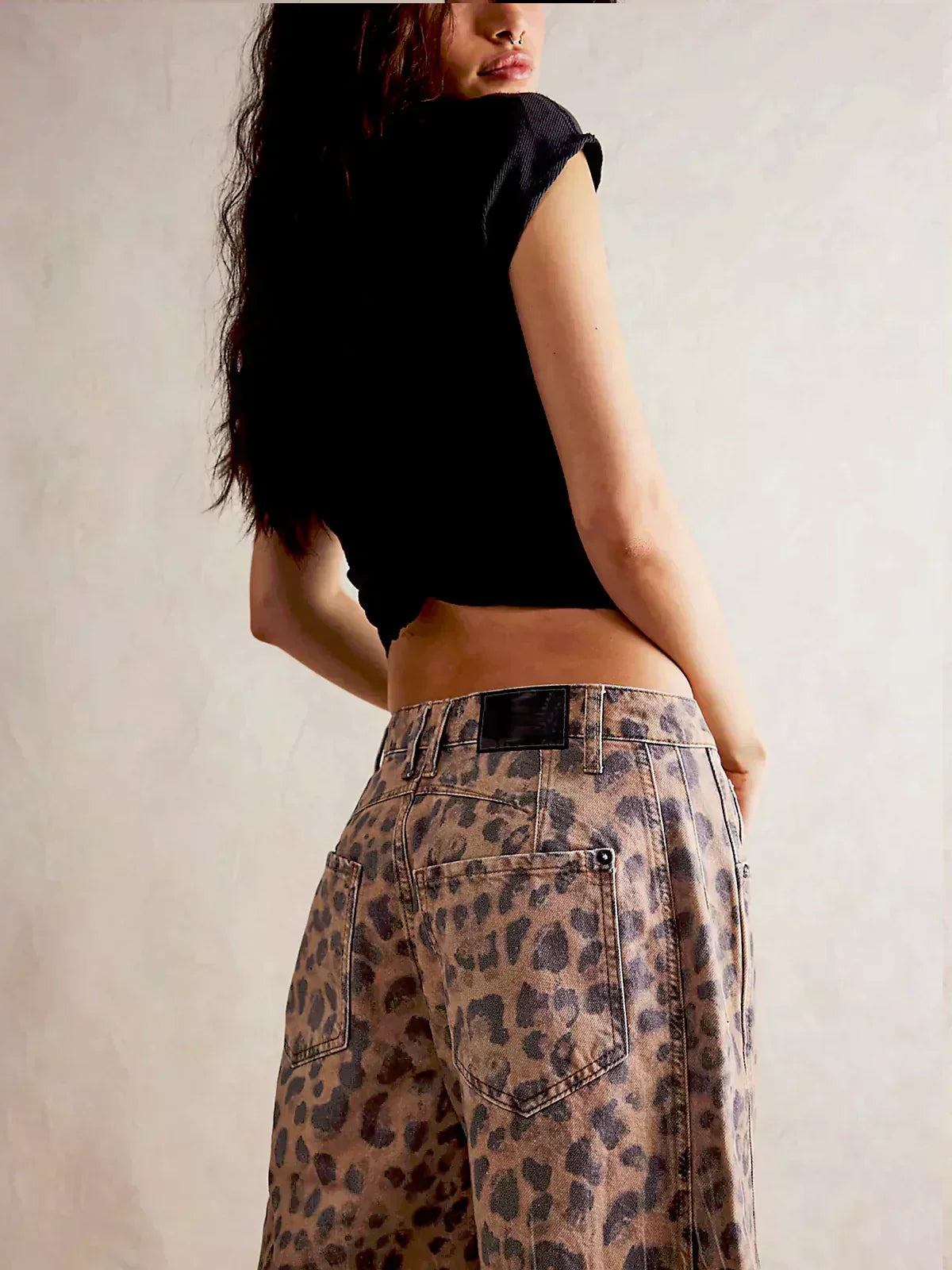 Siena | Denim Jeans with Allover Animal Print and Barrel Legs