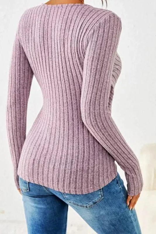 Luella | Ribbed Wrap Long Sleeve Top