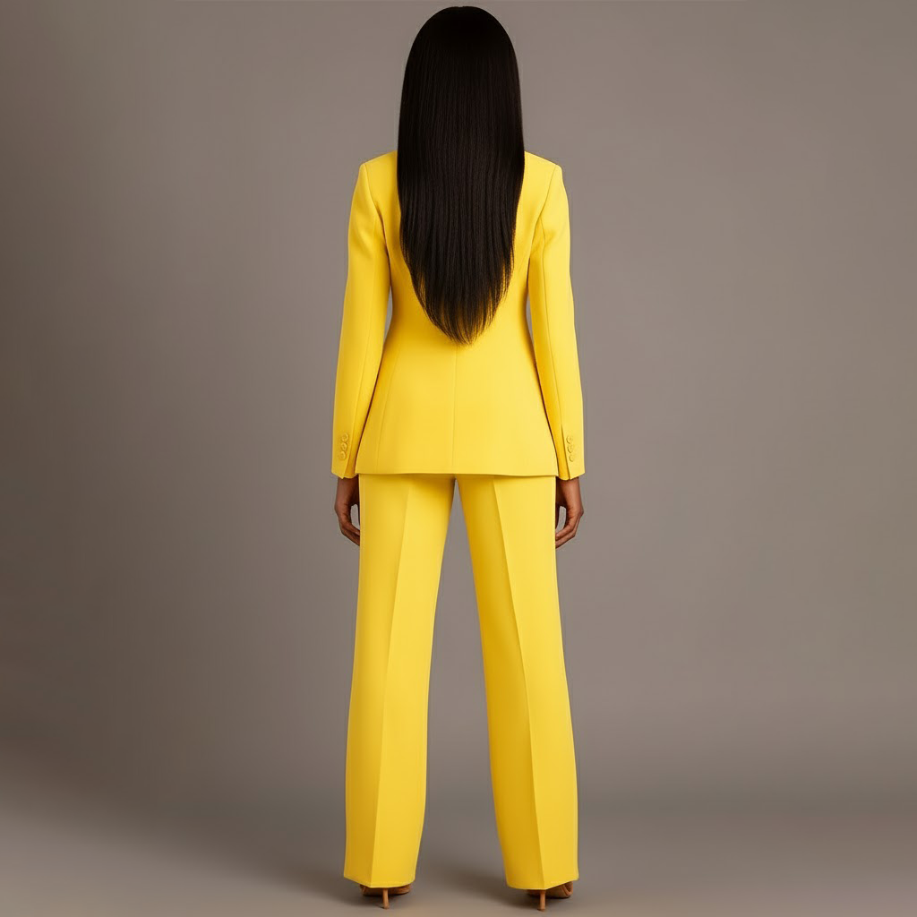 Jolene | Two-Piece Woven Suit Set with Notched Lapel and Wide-Leg Trousers