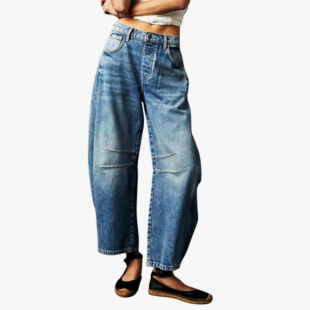 Araminta | Wide-Leg Denim Jeans with High-Rise Waist and Panel Seams