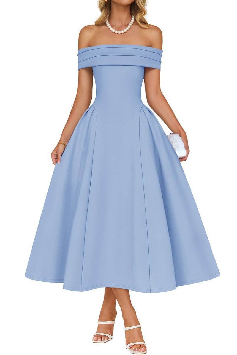 Noelani | Satin A-Line Midi Wedding Guest Dress