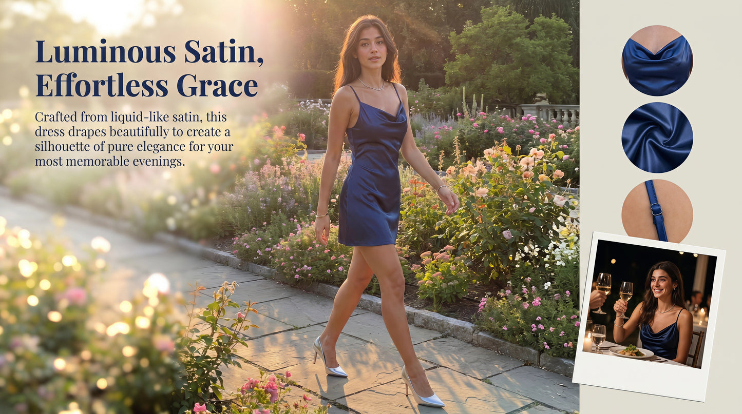 Kiana | Cowl Neck Satin Homecoming Dress