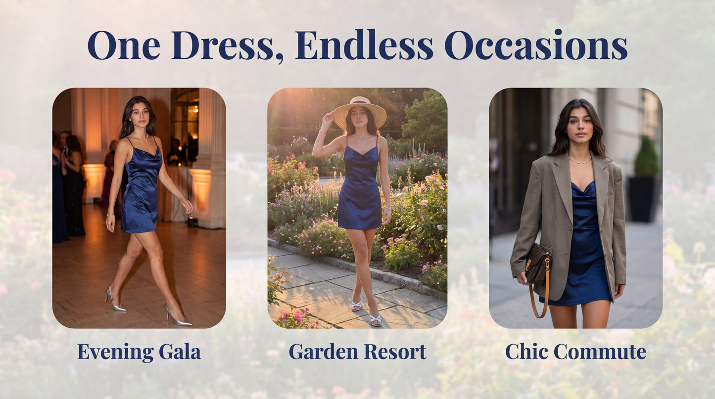 Kiana | Cowl Neck Satin Homecoming Dress