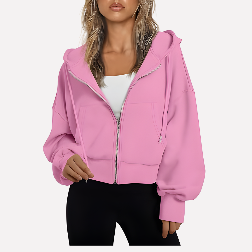 Lienna | Zip Hoodie Relaxed Fit Cropped Drawstring Jacket