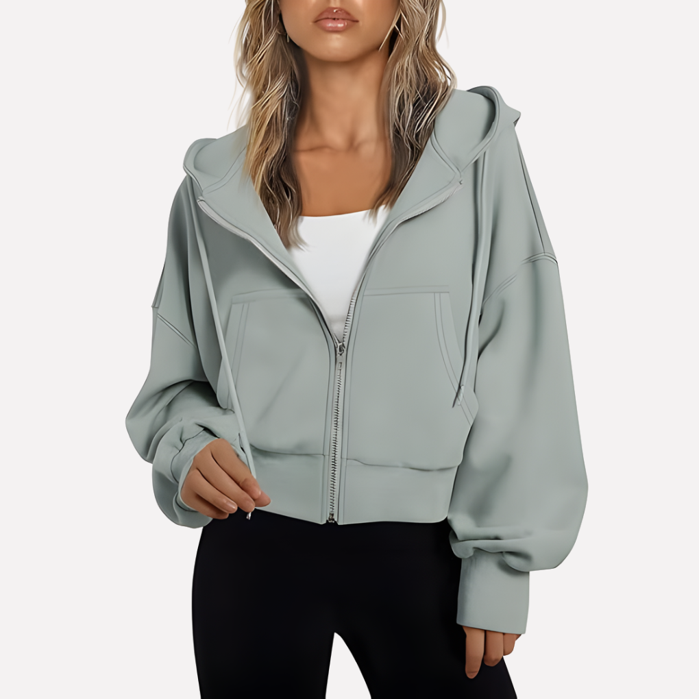 Lienna | Zip Hoodie Relaxed Fit Cropped Drawstring Jacket
