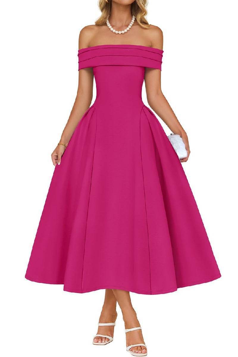 Noelani | Satin A-Line Midi Wedding Guest Dress