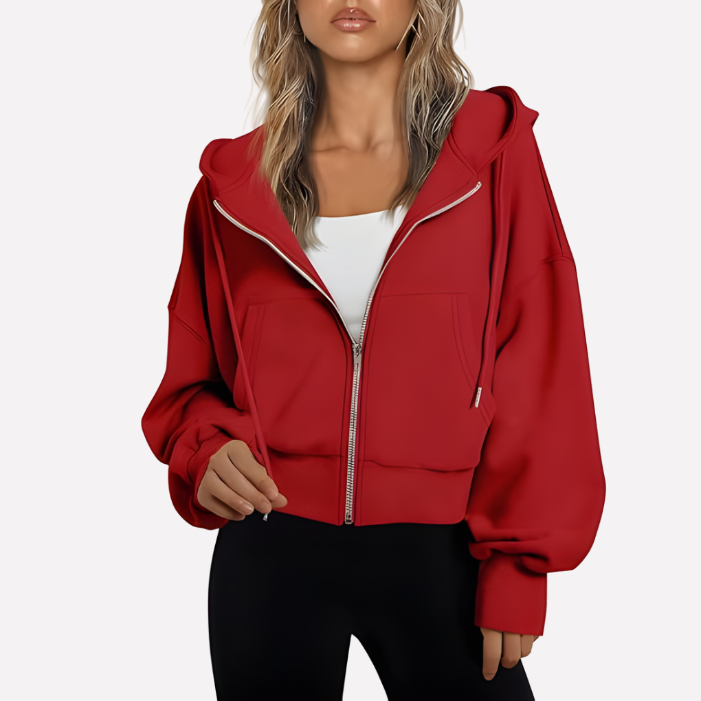 Lienna | Zip Hoodie Relaxed Fit Cropped Drawstring Jacket
