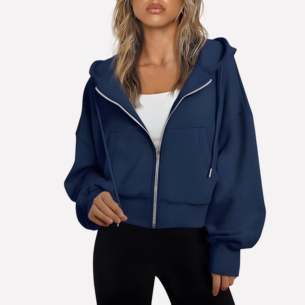 Lienna | Zip Hoodie Relaxed Fit Cropped Drawstring Jacket