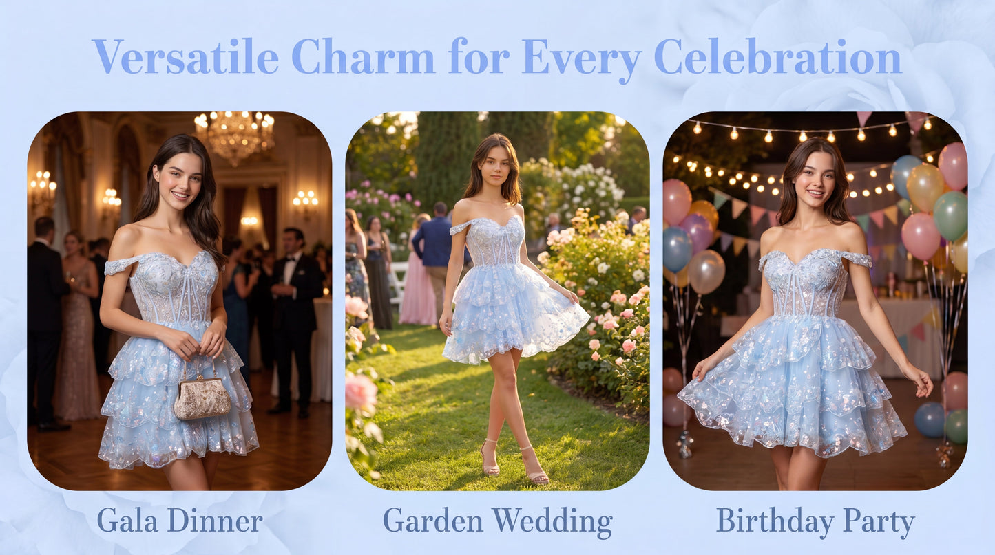 Milena | A-Line Sweetheart Tiered Homecoming Dress