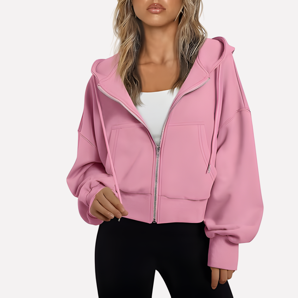 Lienna | Zip Hoodie Relaxed Fit Cropped Drawstring Jacket