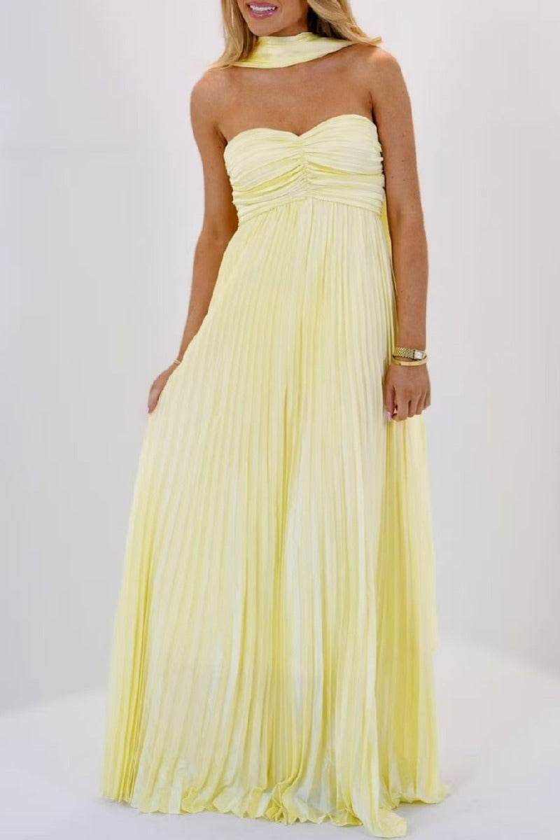 Wren | Pleated A-Line Maxi Evening Dress