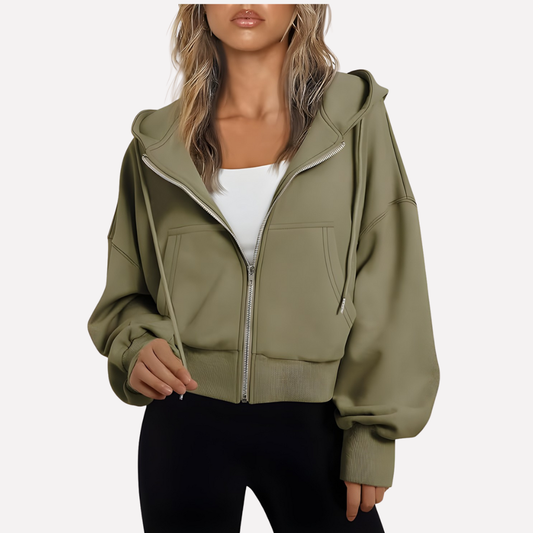 Lienna | Zip Hoodie Relaxed Fit Cropped Drawstring Jacket