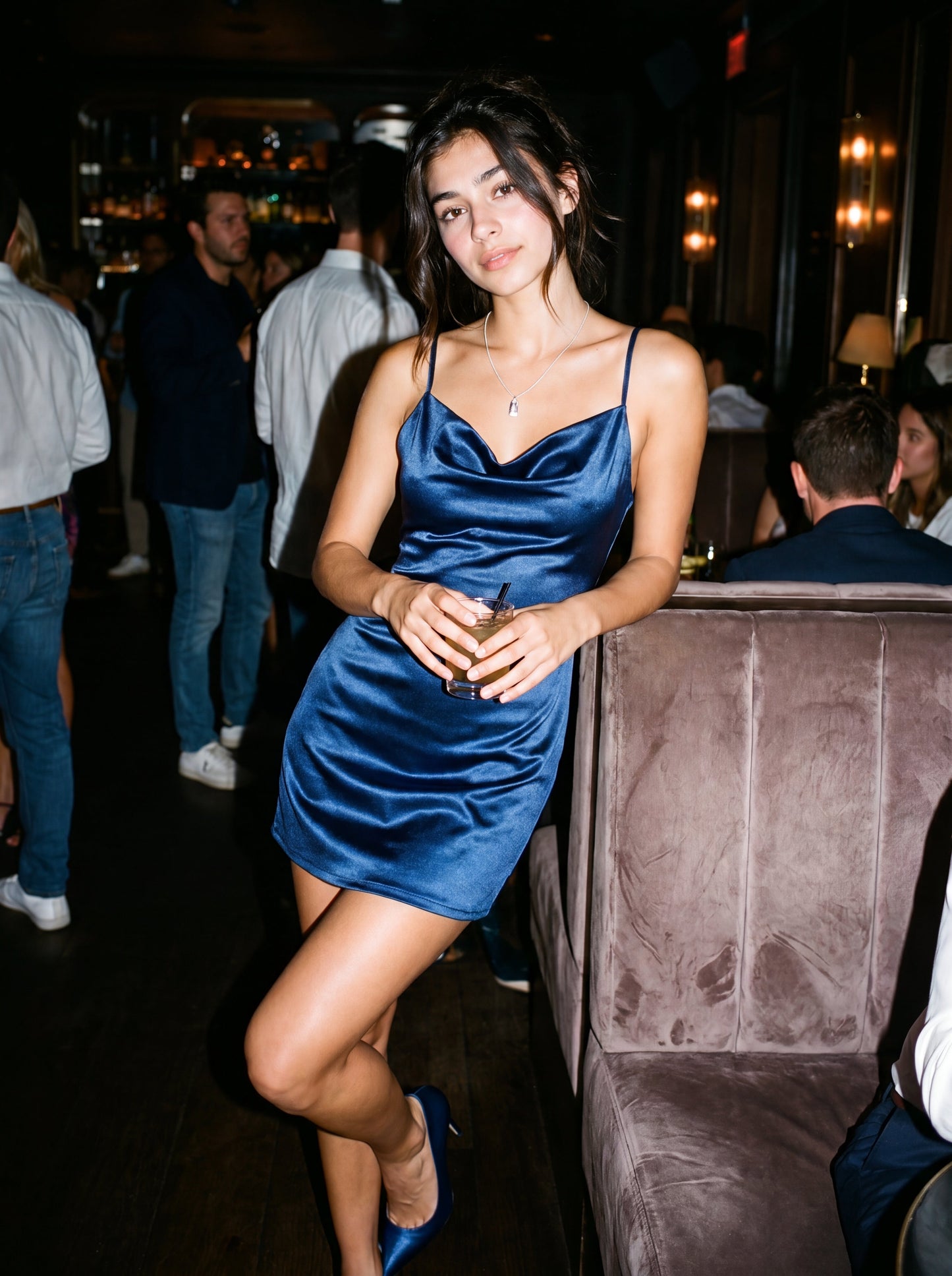 Kiana | Cowl Neck Satin Homecoming Dress