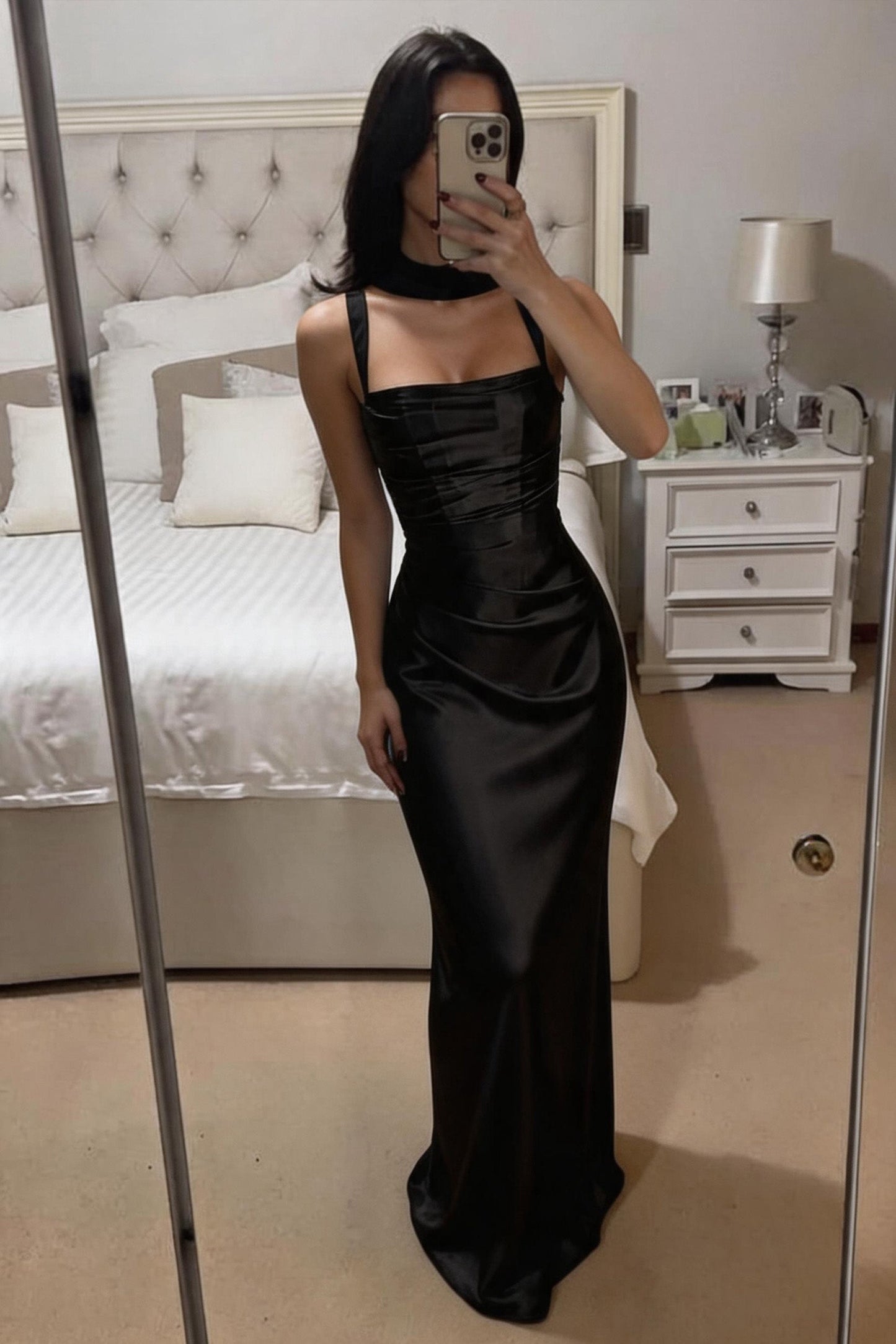 Katarina | Satin Sheath Maxi Evening Dress
