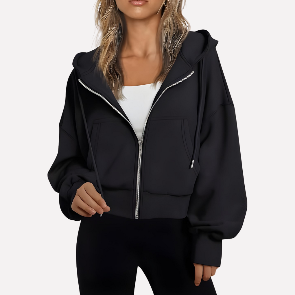 Lienna | Zip Hoodie Relaxed Fit Cropped Drawstring Jacket