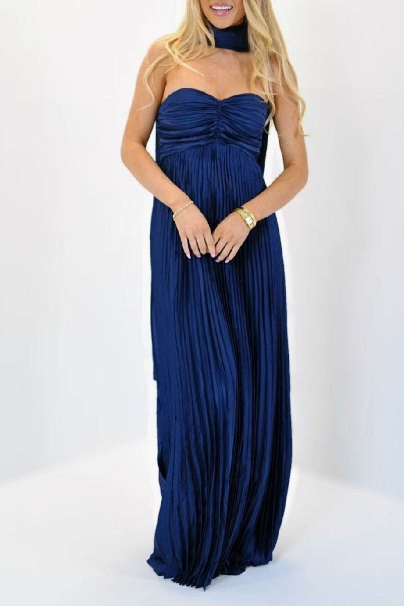 Wren | Pleated A-Line Maxi Evening Dress