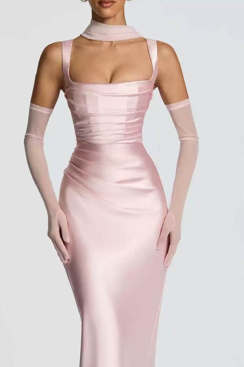 Katarina | Satin Sheath Maxi Evening Dress