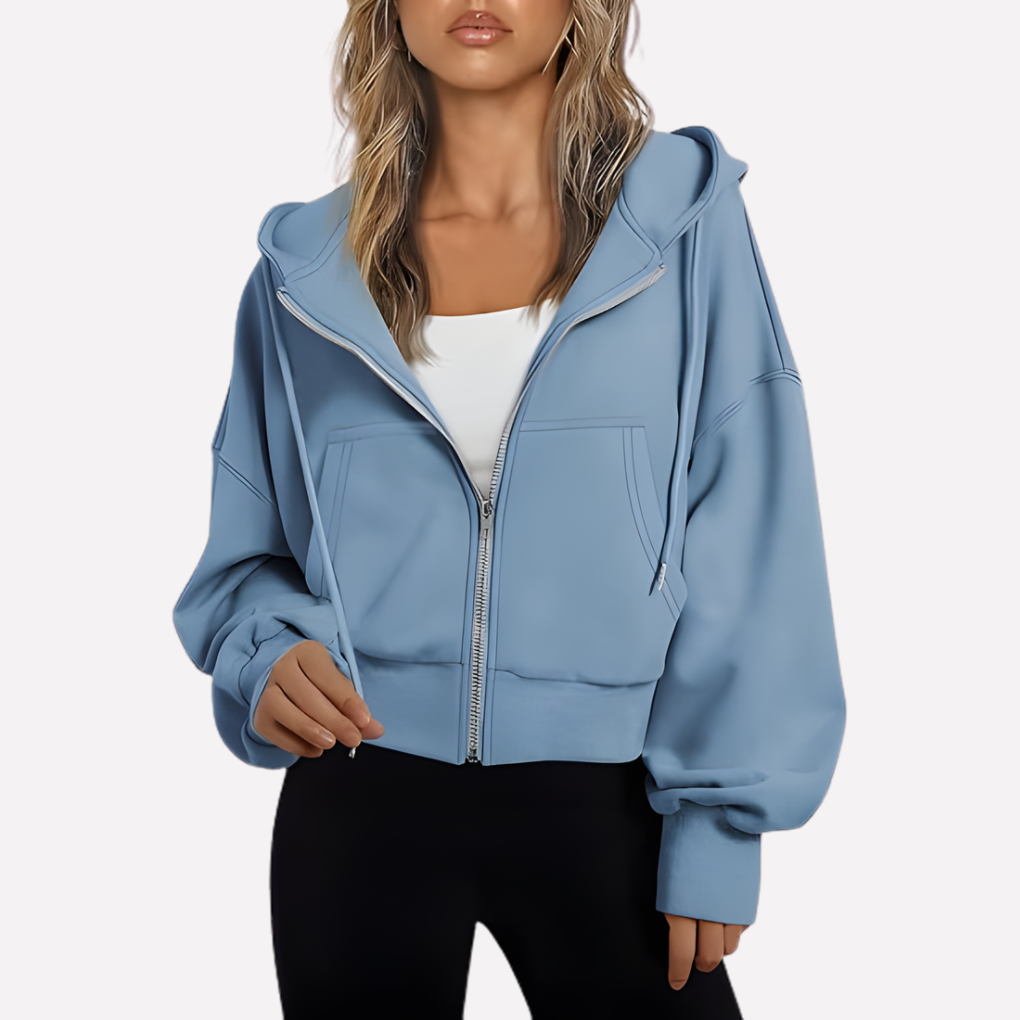 Lienna | Zip Hoodie Relaxed Fit Cropped Drawstring Jacket