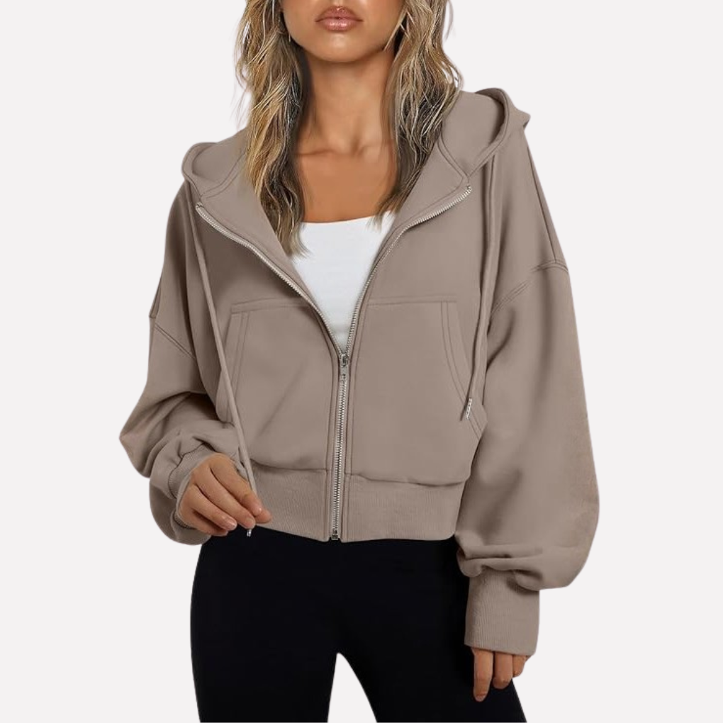 Lienna | Zip Hoodie Relaxed Fit Cropped Drawstring Jacket