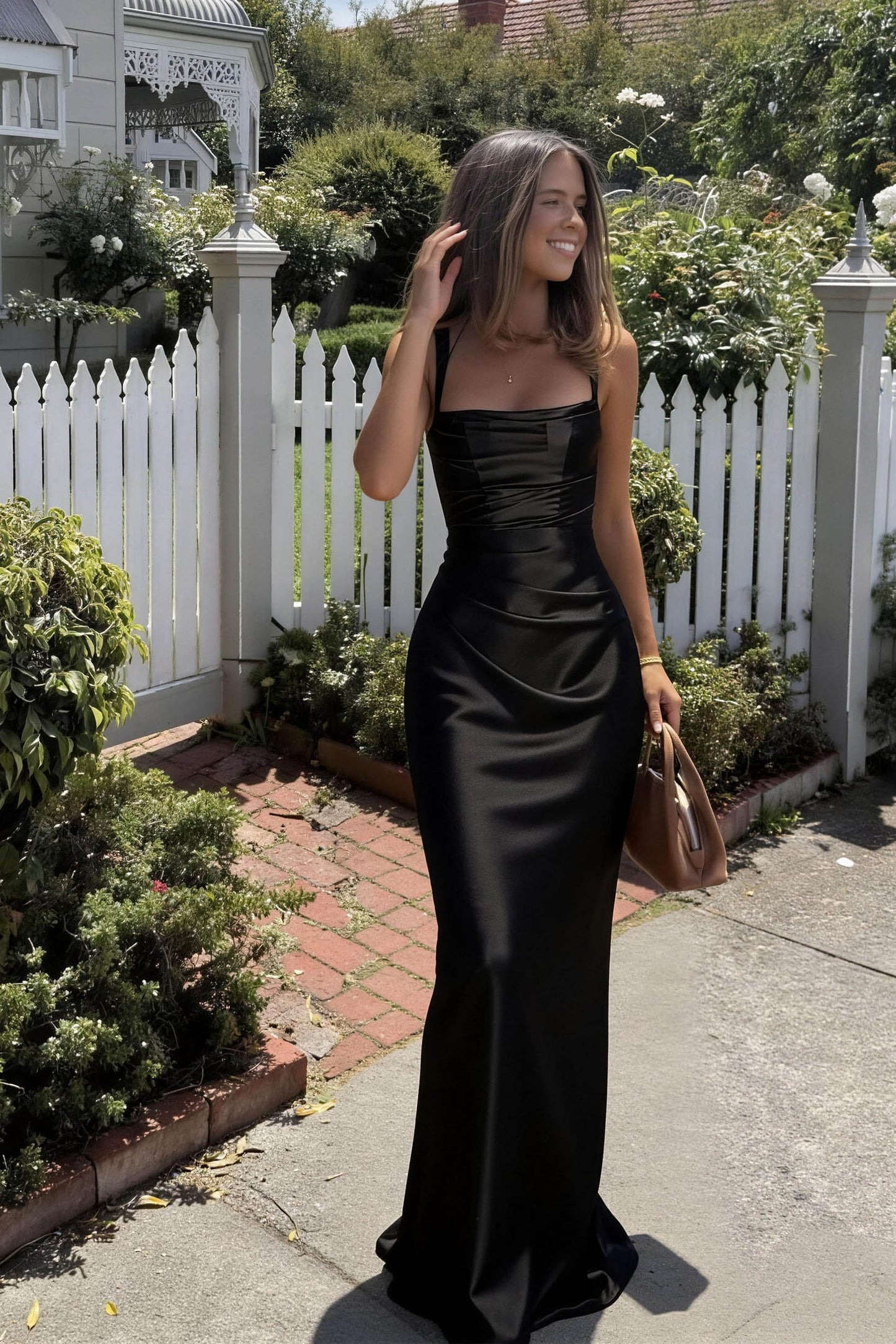 Katarina | Satin Sheath Maxi Evening Dress