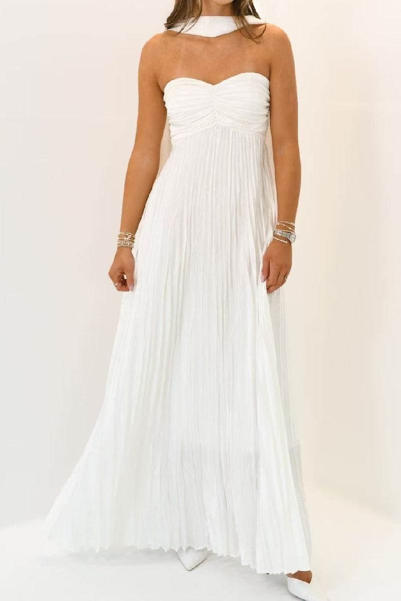 Wren | Pleated A-Line Maxi Evening Dress
