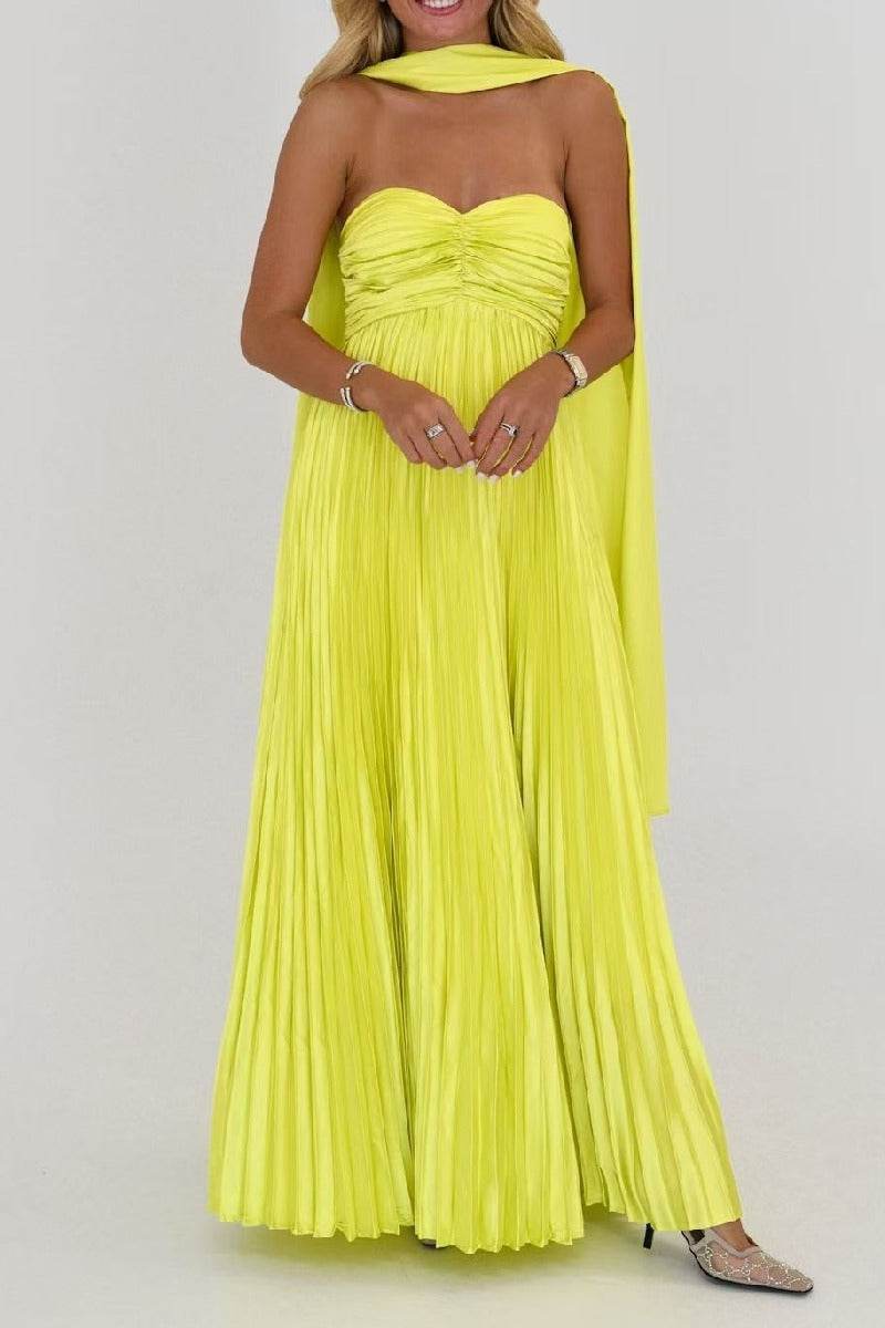 Wren | Pleated A-Line Maxi Evening Dress